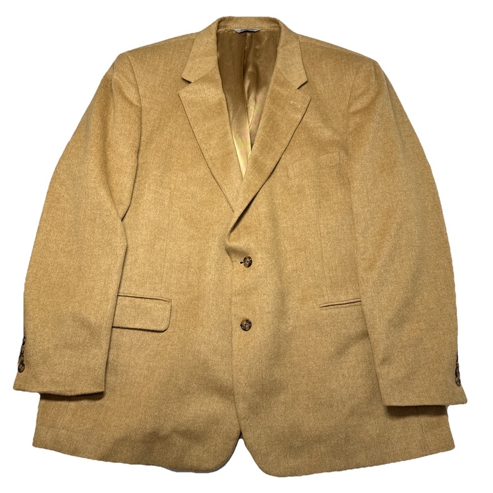 W.H. Belk Mens 100% Camel Hair Tan Brown Blazer, 50 Long Formal Comfort
